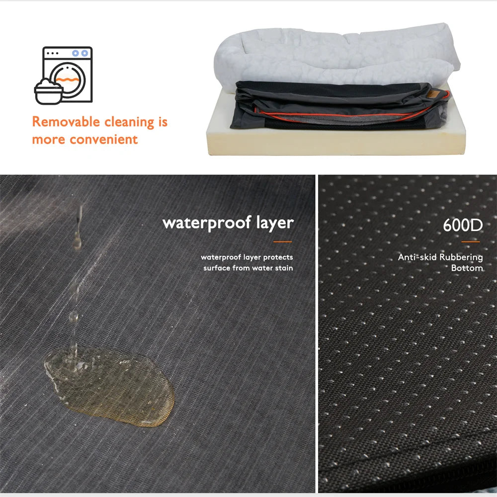 BORWART Orthopedic Memory Foam Dog Bed Waterproof Removable Cover