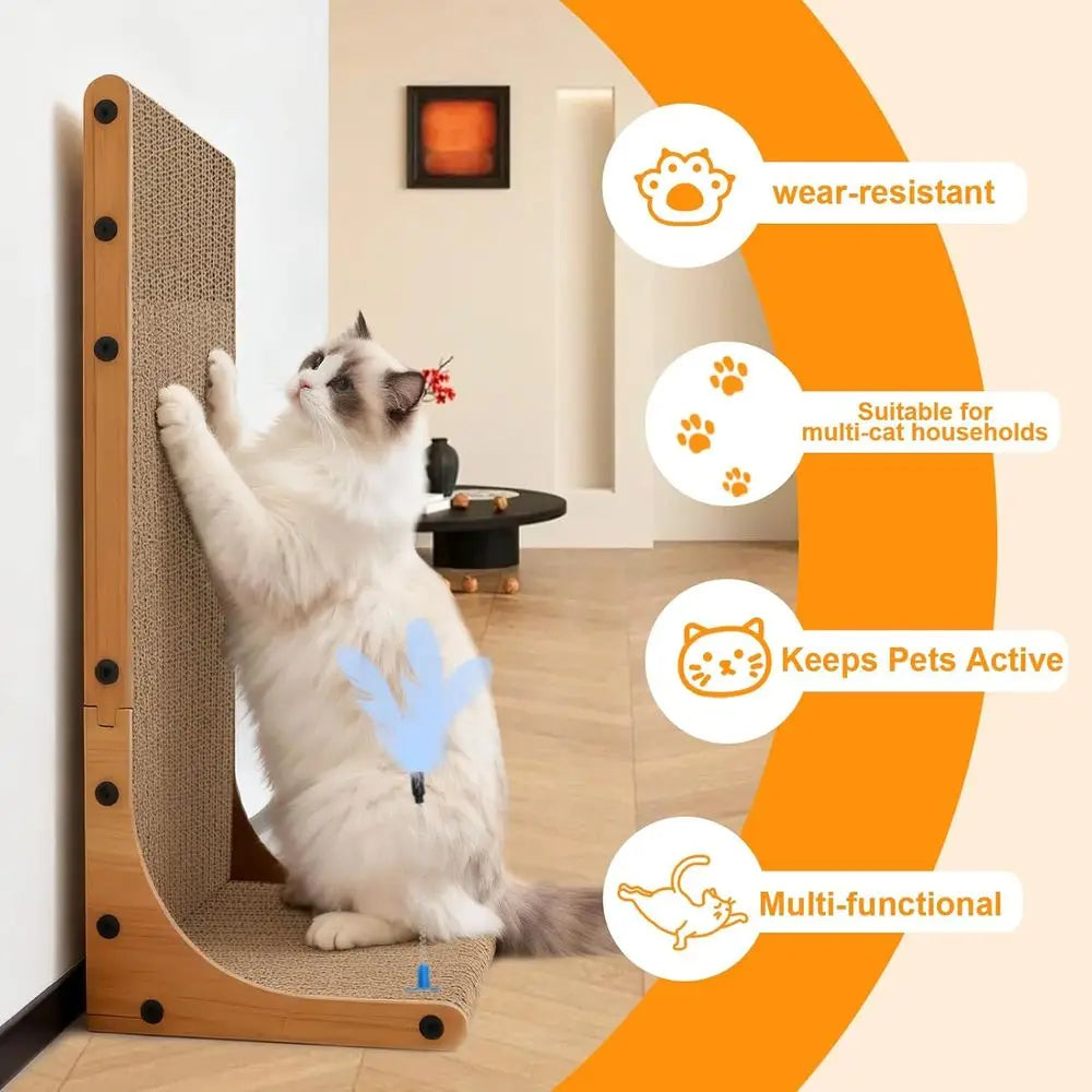 Cat Scratcher Indoor 3 In 1 L Shaped Scratching Board
