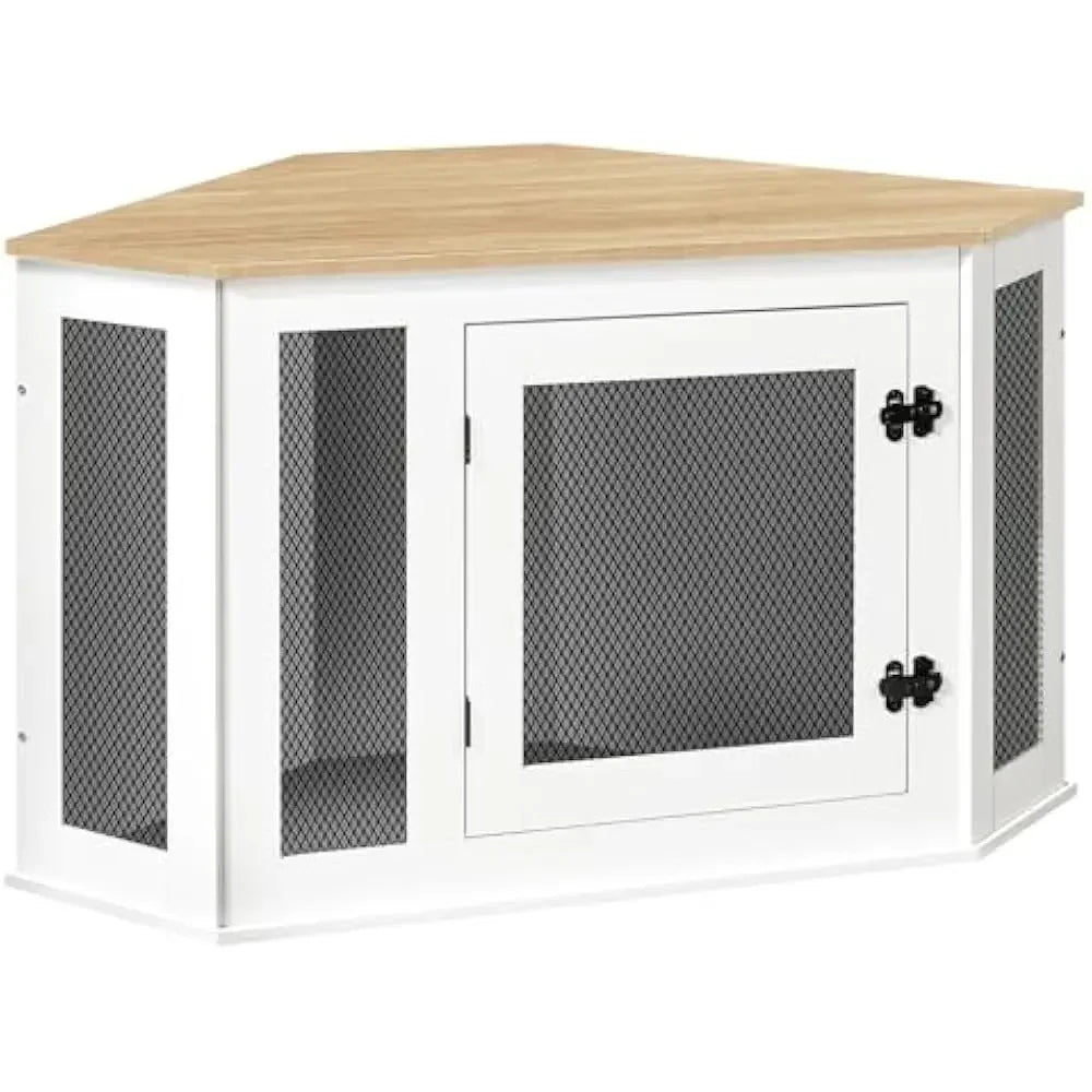 Wooden Corner Dog Crate End Table For Indoor Kennel