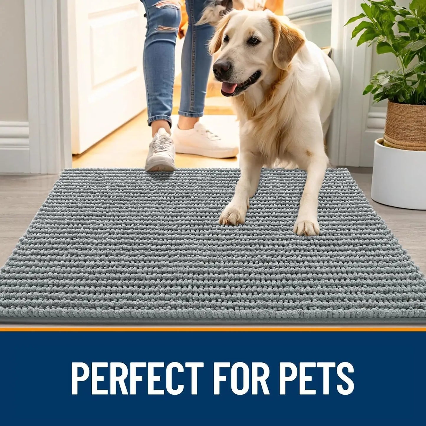 Ultra Absorbent Chenille Mud Doormat Non Slip Washable Pet Mat