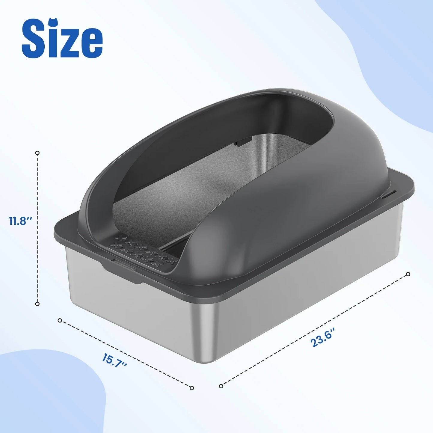Stainless Steel Cat Litter Box With Lid Mat AntiUrine Leakage