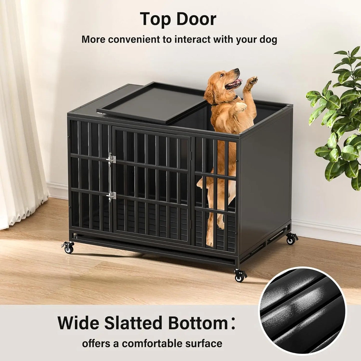 Indestructible Steel Dog Crate With Self-Locking Latch For Indoor Use