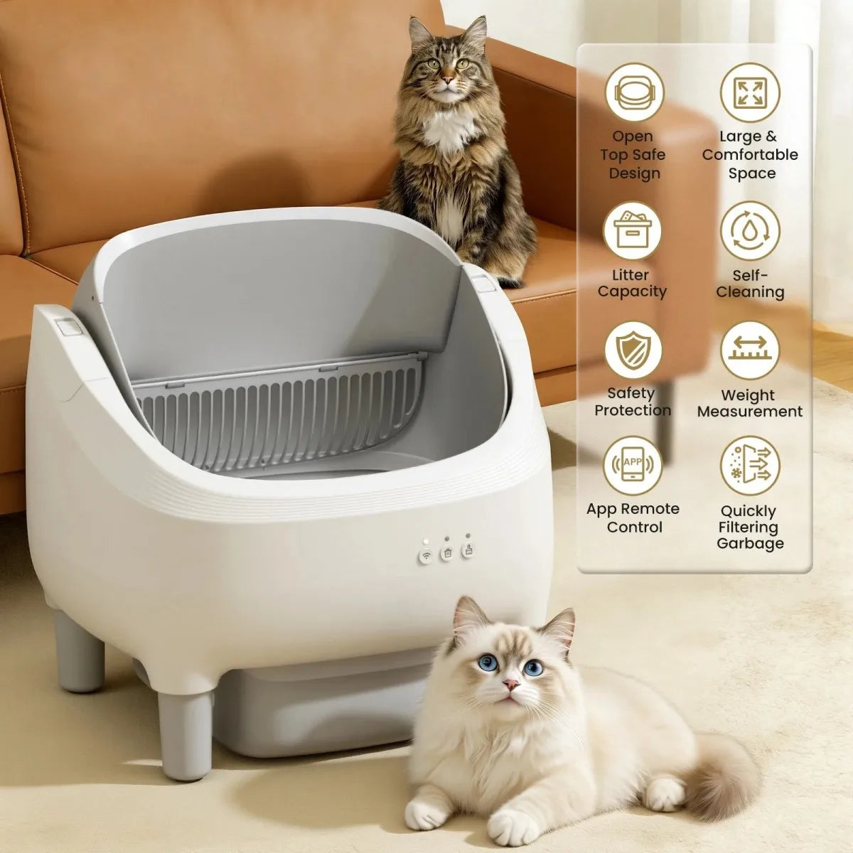 Cumrige Smart Self Cleaning Automatic Cat Litter Box Odor Control