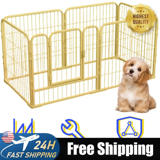 Heavy Duty Dog Playpen 6 Panels Foldable Metal Exercise Fence