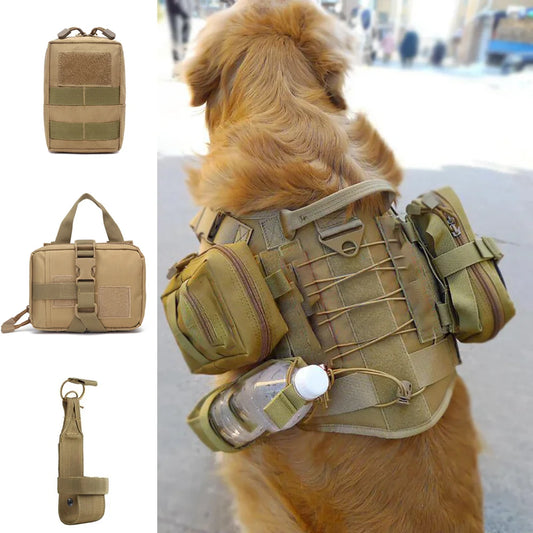 PETRAVELCN Dog Tactical Bags Set MOLLE Pouches Harness