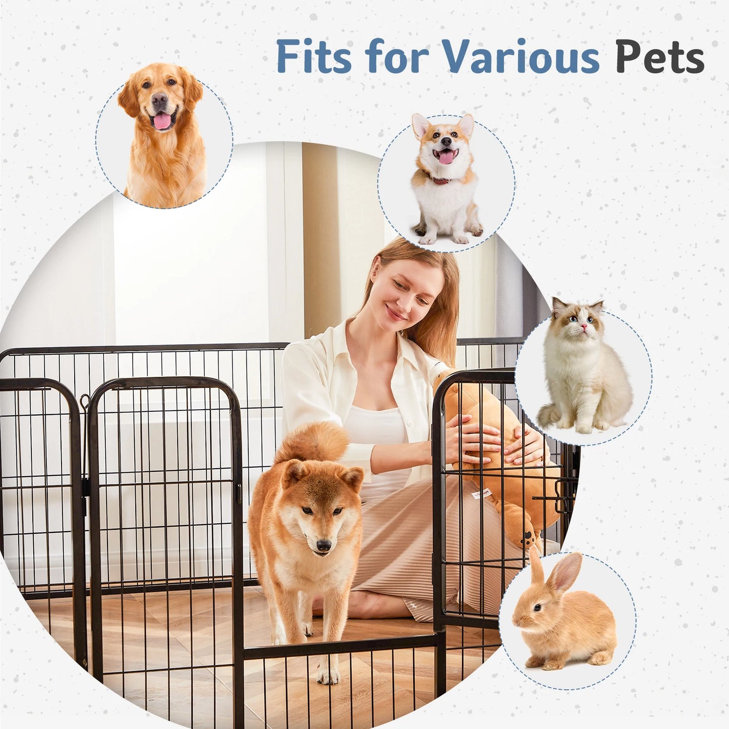 JHK Metal Dog Playpen Fence For Indoor Outdoor Use Foldable