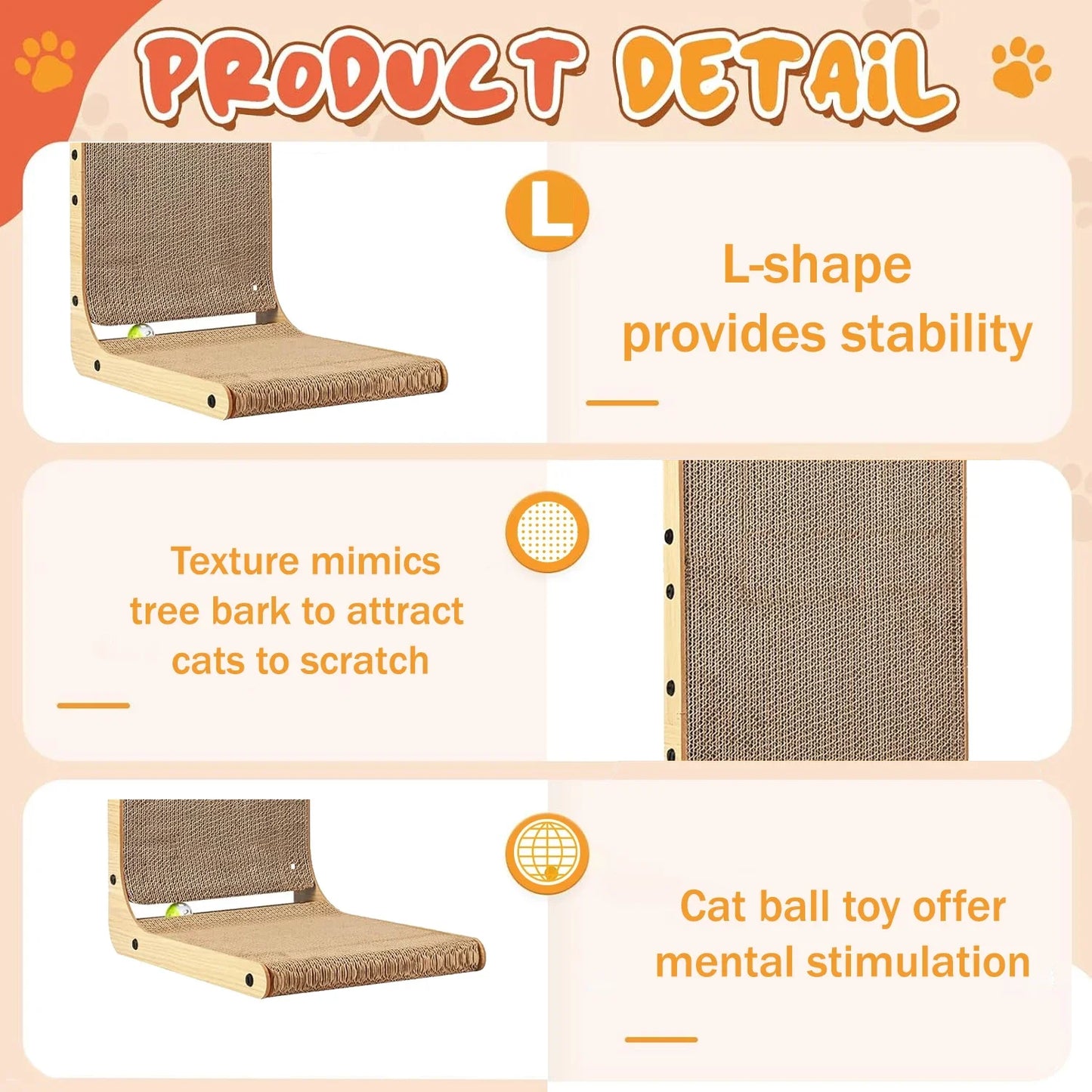 NONECN L Shape Cat Scratching Post for Indoor Furniture Protection