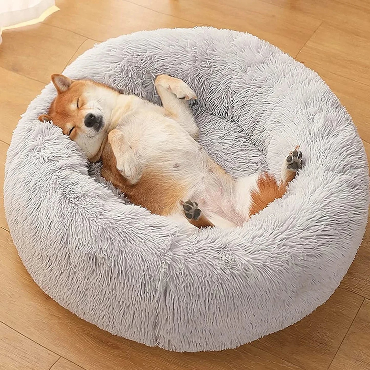 Donut Dog Bed Warm Plush Calming Bed For Dogs