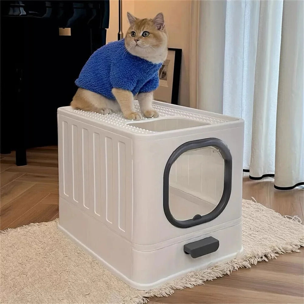 Hooded Cat Litter Box Tray With Front And Top Access