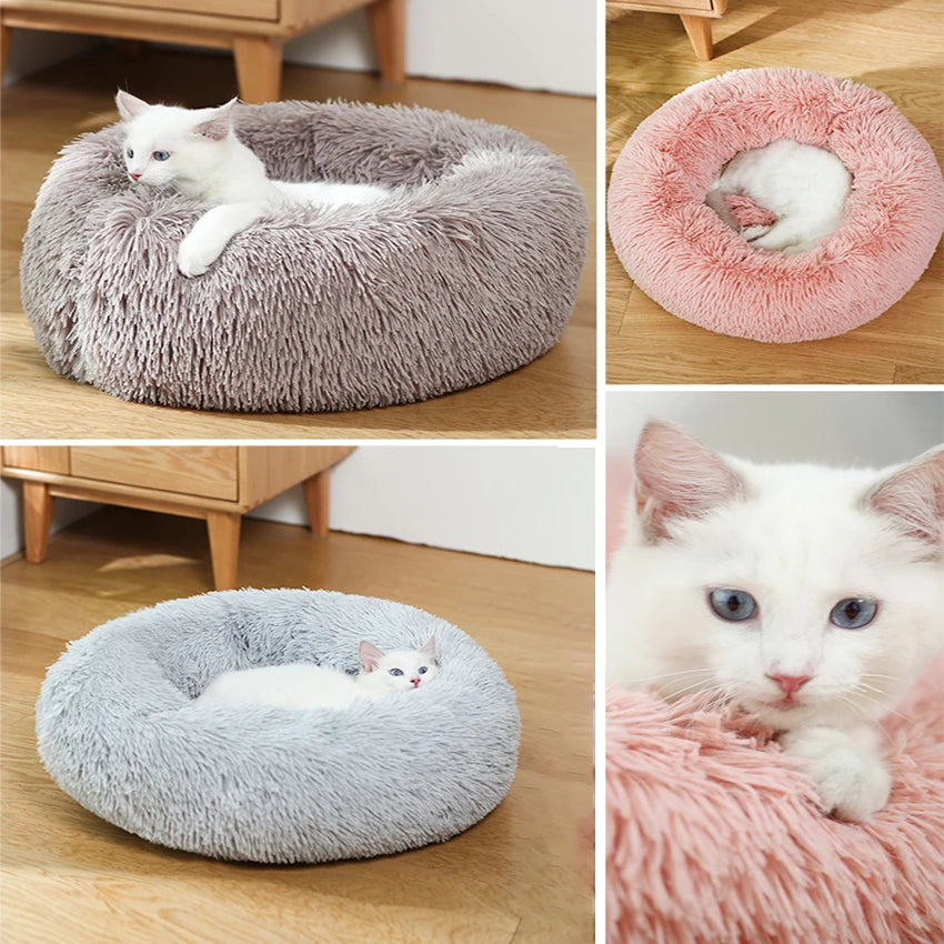 Donut Dog Bed Warm Plush Calming Bed For Dogs