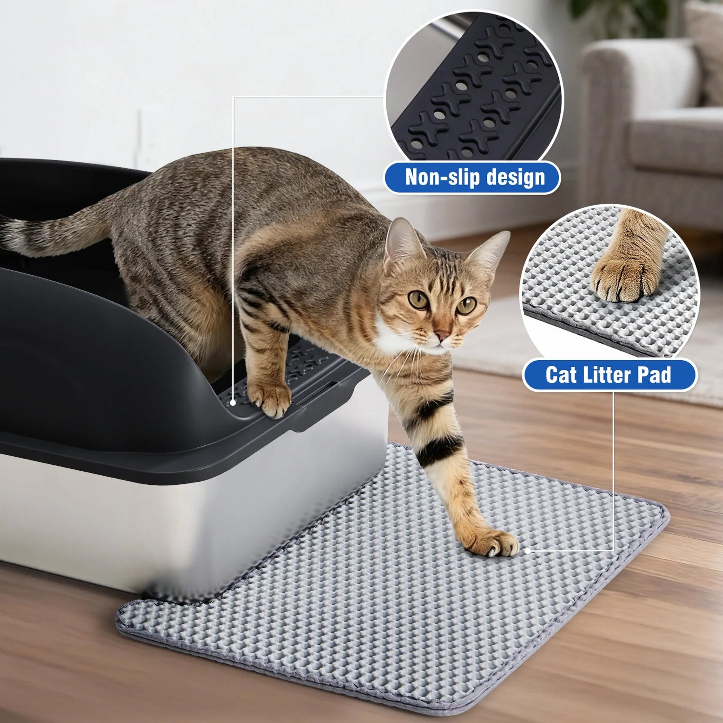 Stainless Steel Cat Litter Box With Lid Mat AntiUrine Leakage