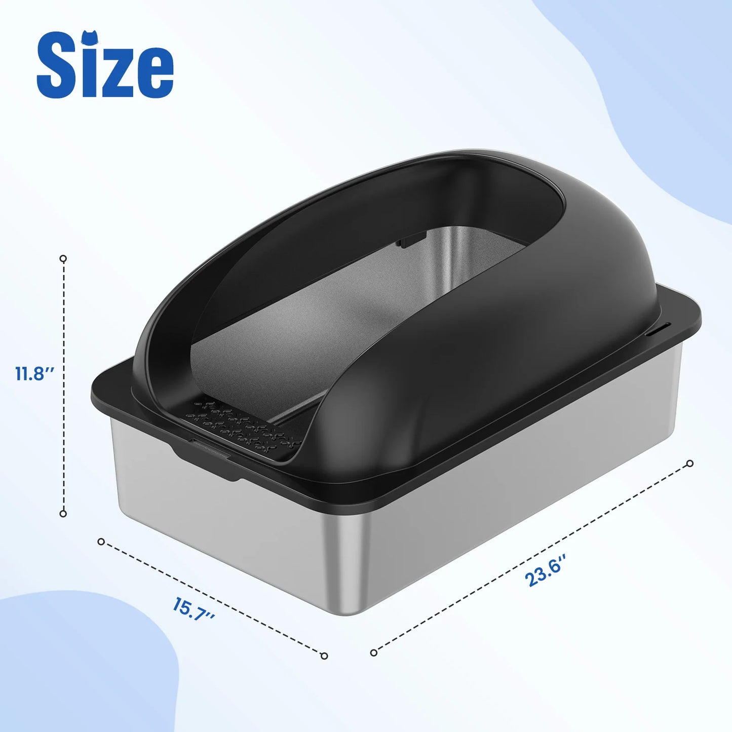Stainless Steel Cat Litter Box With Lid Mat AntiUrine Leakage