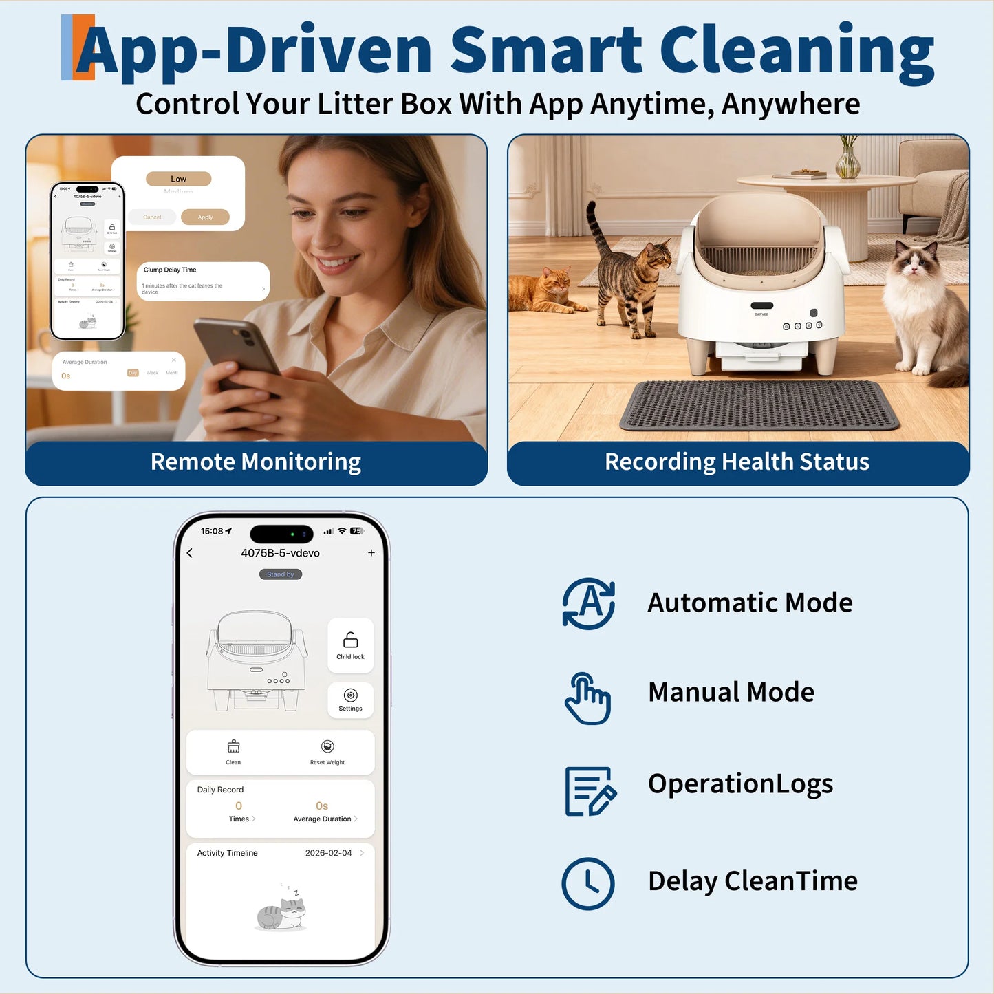 HiMISS Self Cleaning Smart Litter Box APP Odor Free Toilet