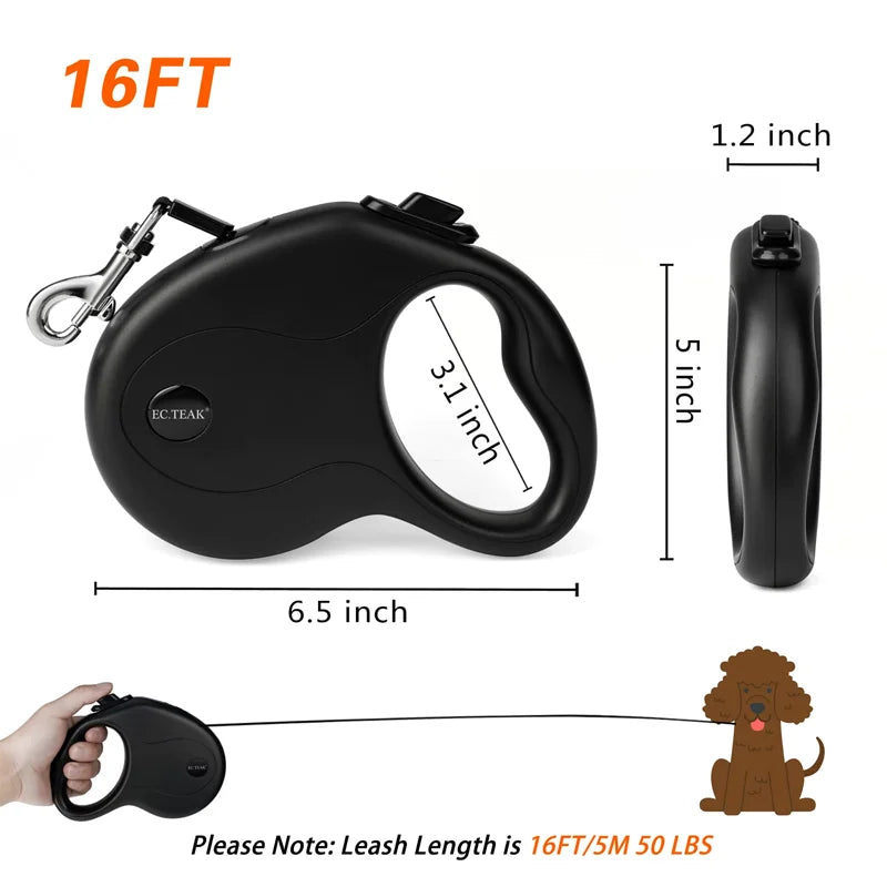 Automatic Retractable Dog Leash For Pets Under 77 Pounds Lightweight
