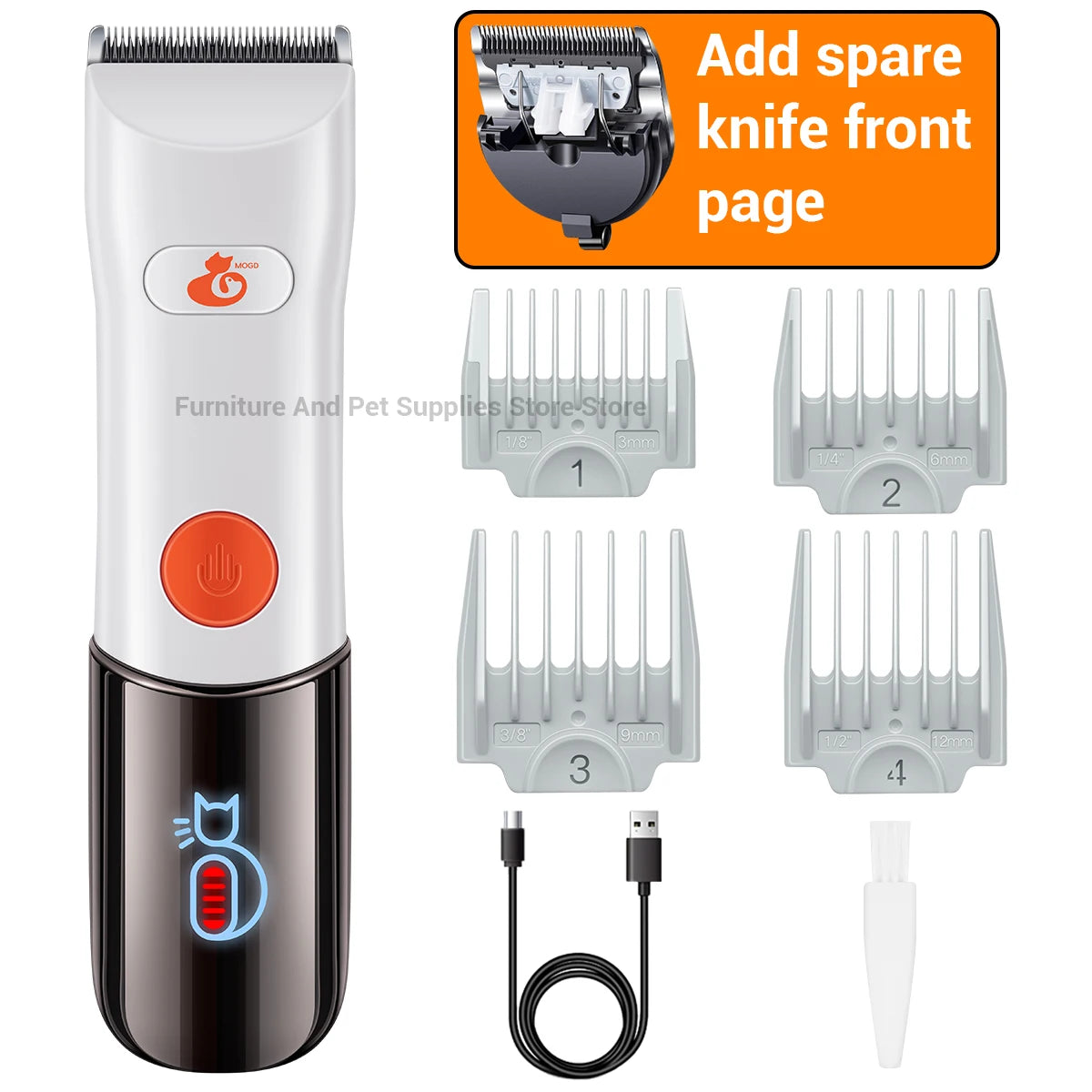Pet Hair Clipper Set For Dogs And Cats Waterproof 3-Speed
