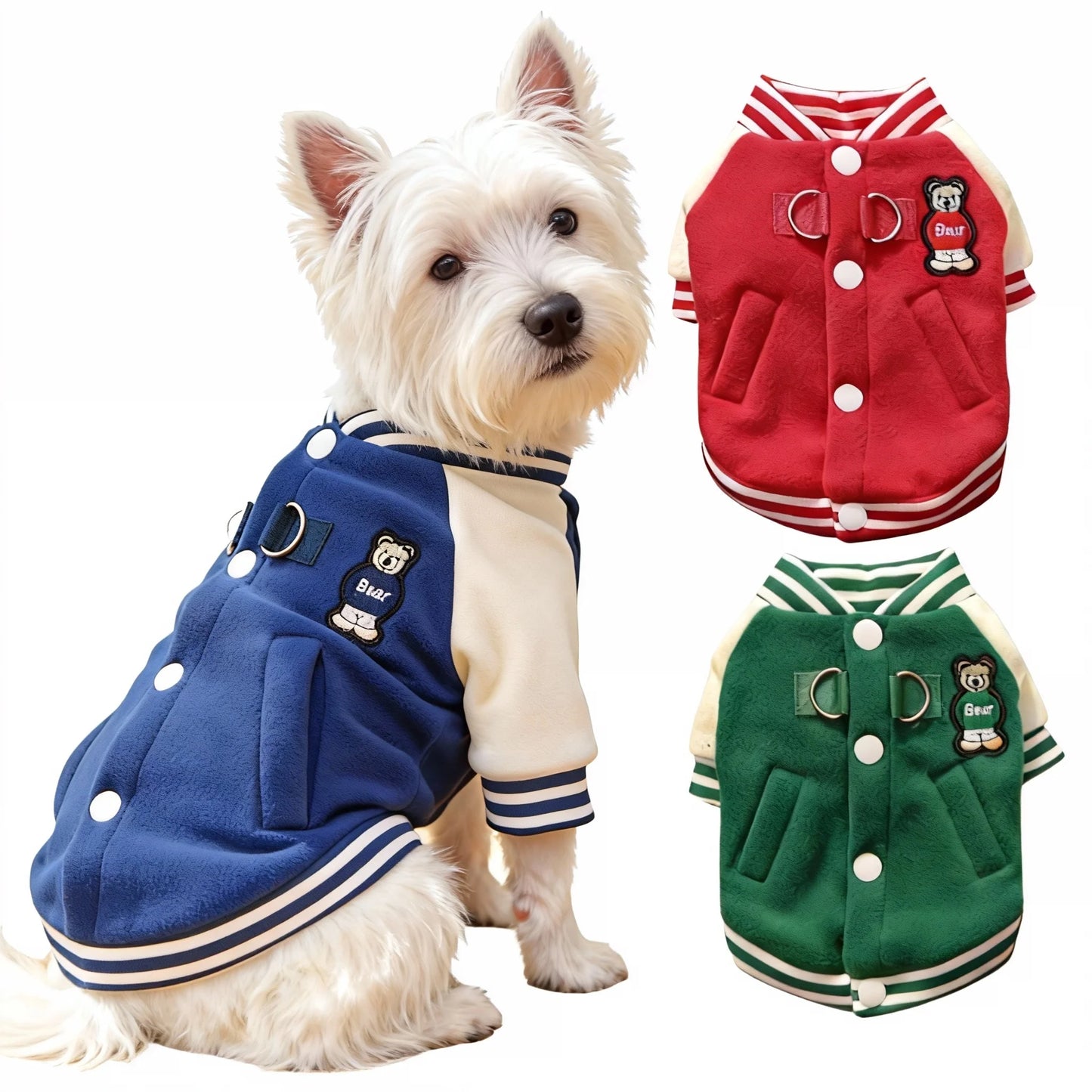 Cozy Fleece Dog Jacket With Sporty Baseball Style