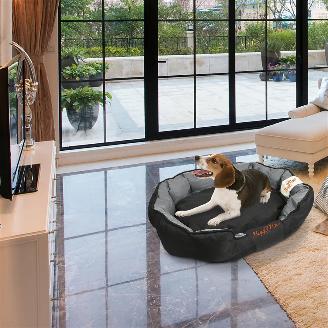 Soft Dog Bed With Removable Cushion And Waterproof Oxford Cover