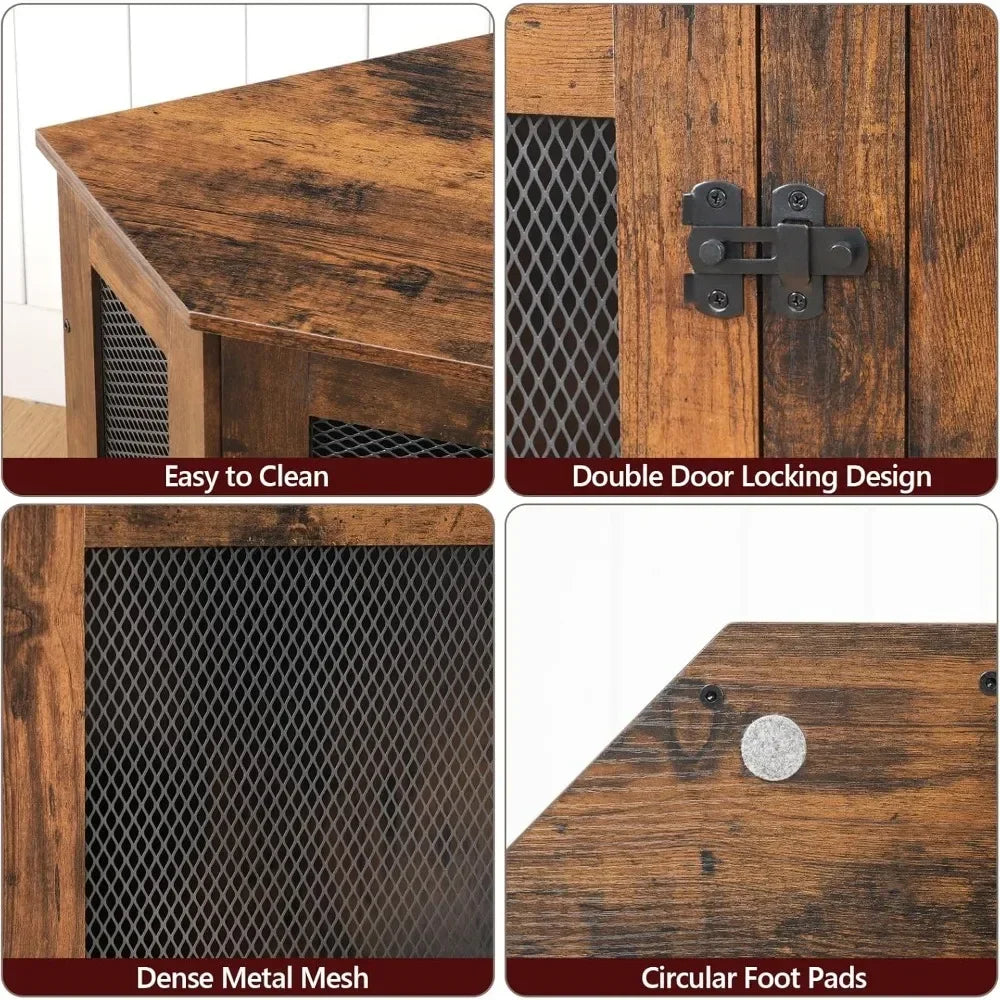 Wooden Corner Dog Crate End Table For Indoor Kennel