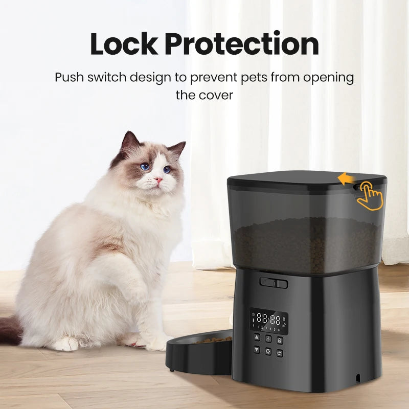 ROJECO Automatic Cat Feeder With Button Control Dispenser