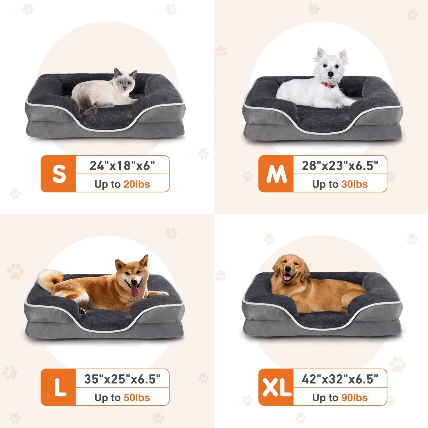 JHK Orthopedic Memory Foam Dog Bed for Cats and Dogs