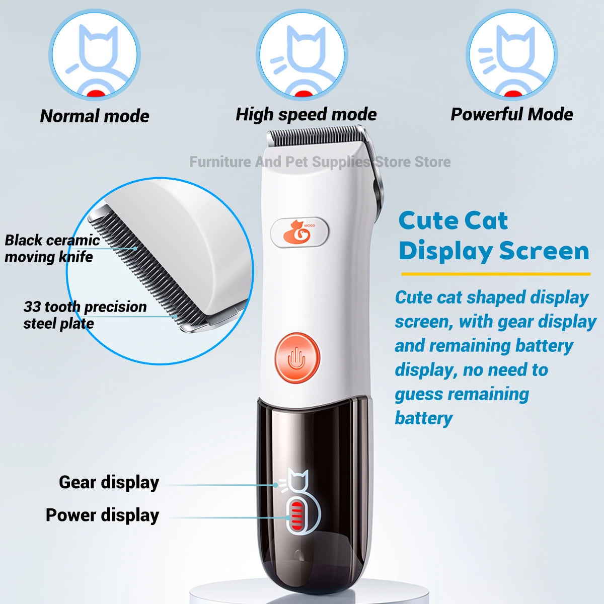 Pet Hair Clipper Set For Dogs And Cats Waterproof 3-Speed