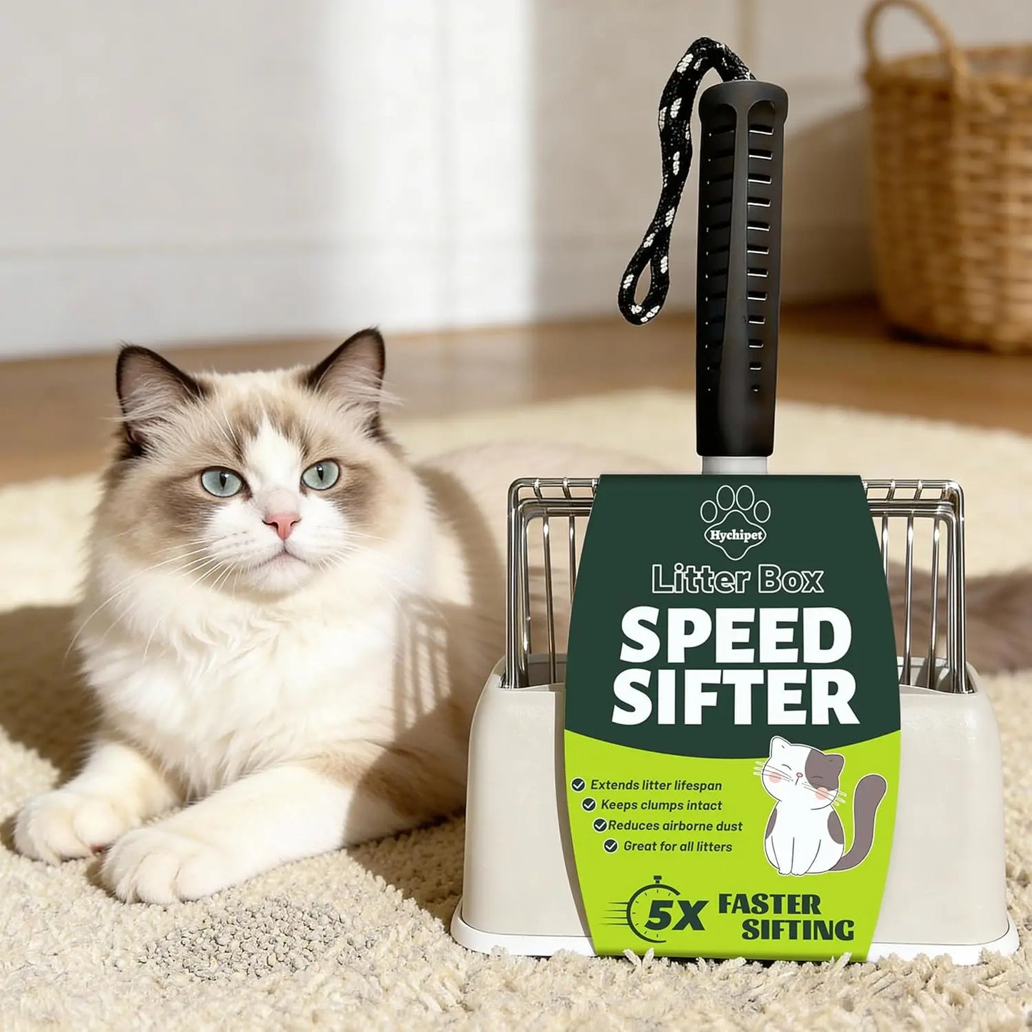 Stainless Steel Cat Litter Scoop With Holder And Sifter