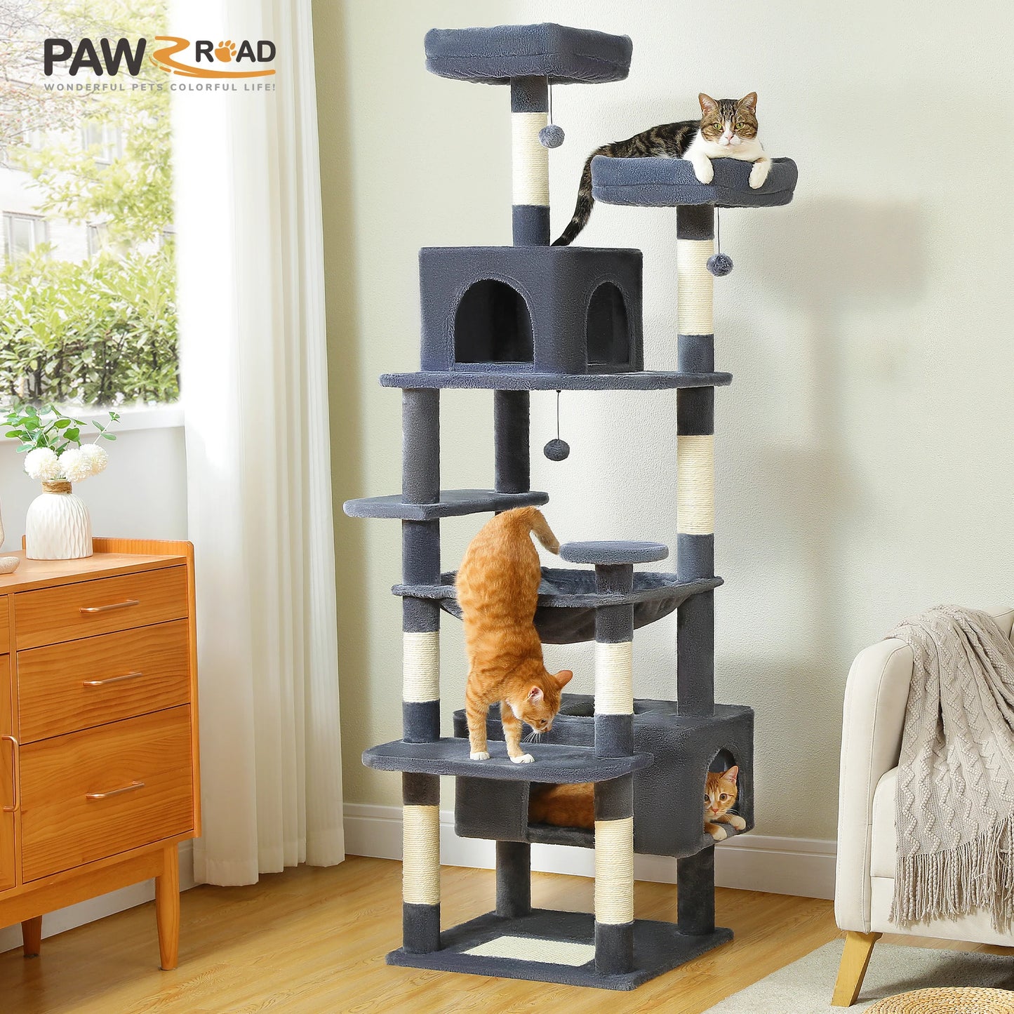 PAWZ Road Cat Tree Indoor Tower With Sisal Scratching Posts And Condos
