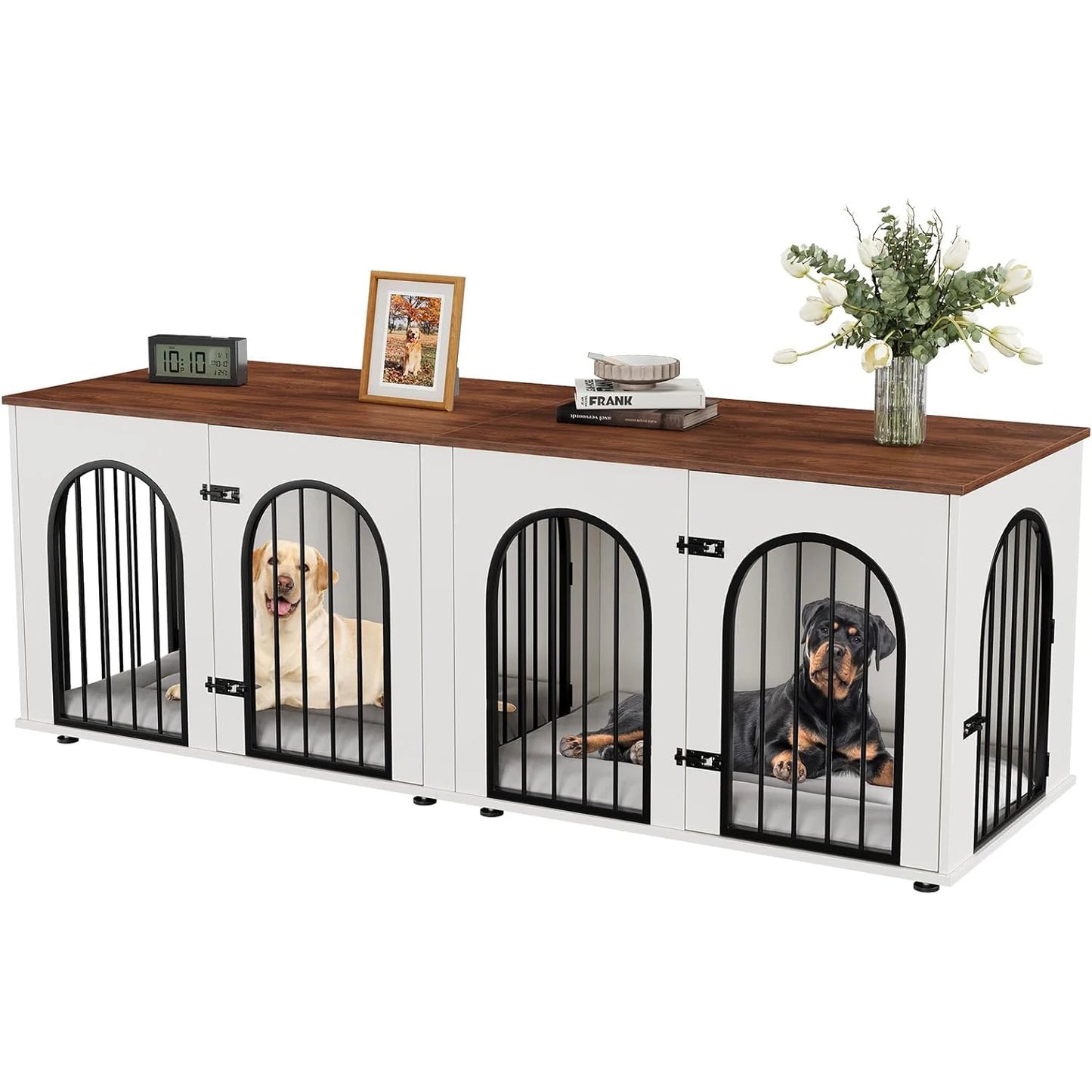 HiMISS Dog Crate Furniture TV Stand With Removable Divider