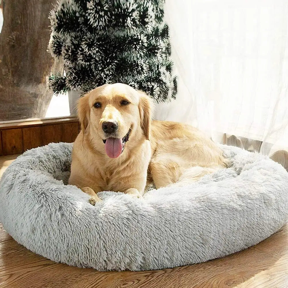Donut Dog Bed Warm Plush Calming Bed For Dogs