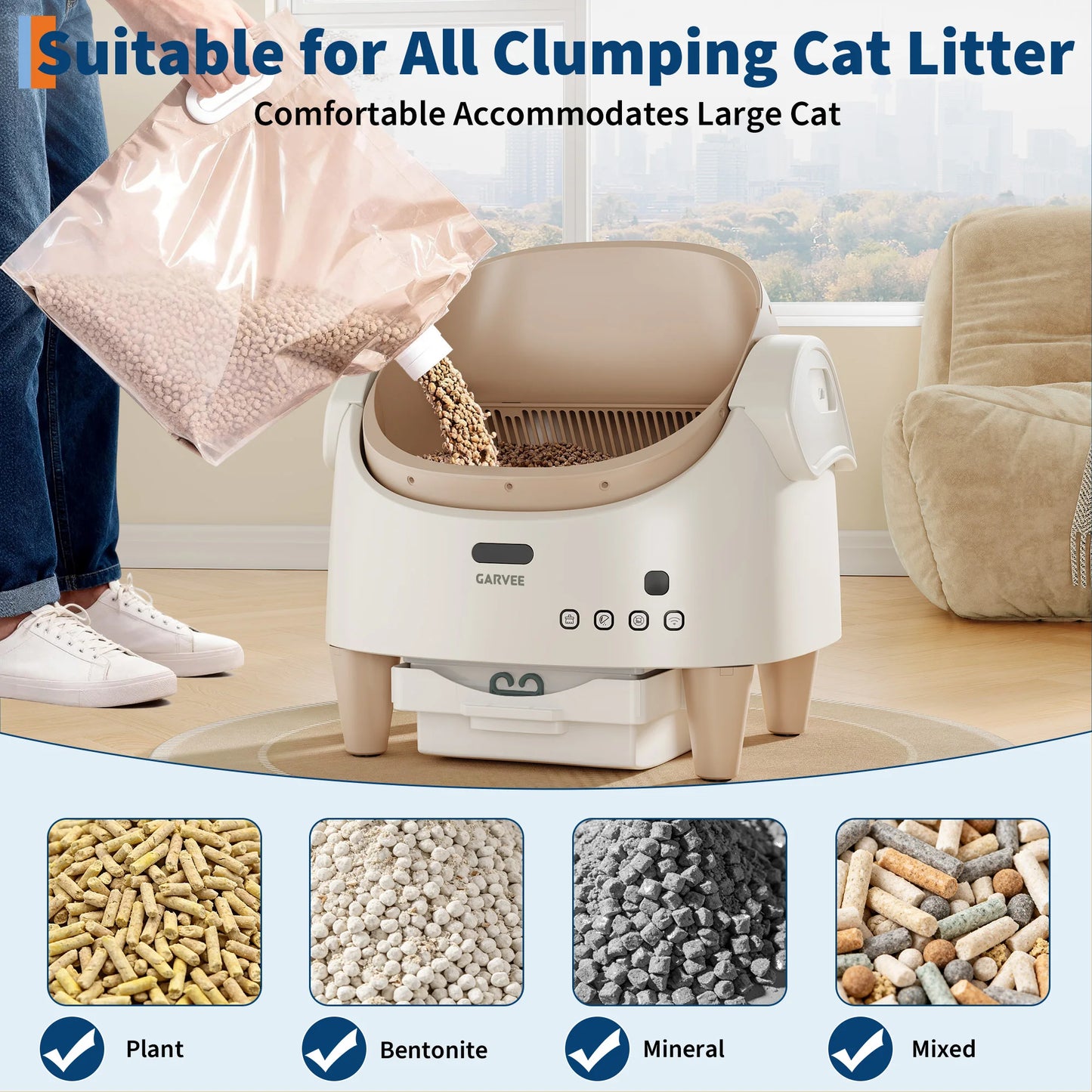 HiMISS Self Cleaning Smart Litter Box APP Odor Free Toilet