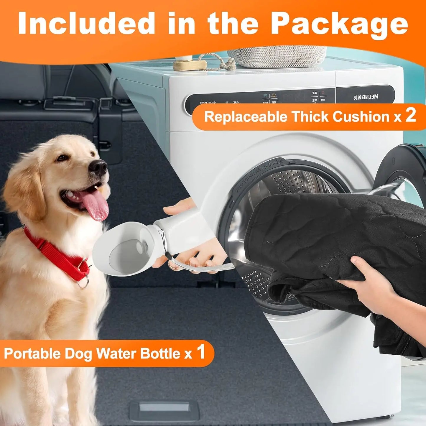 Wedyvko Waterproof Dog Car Seat Cover Hammock Back Seat Protector