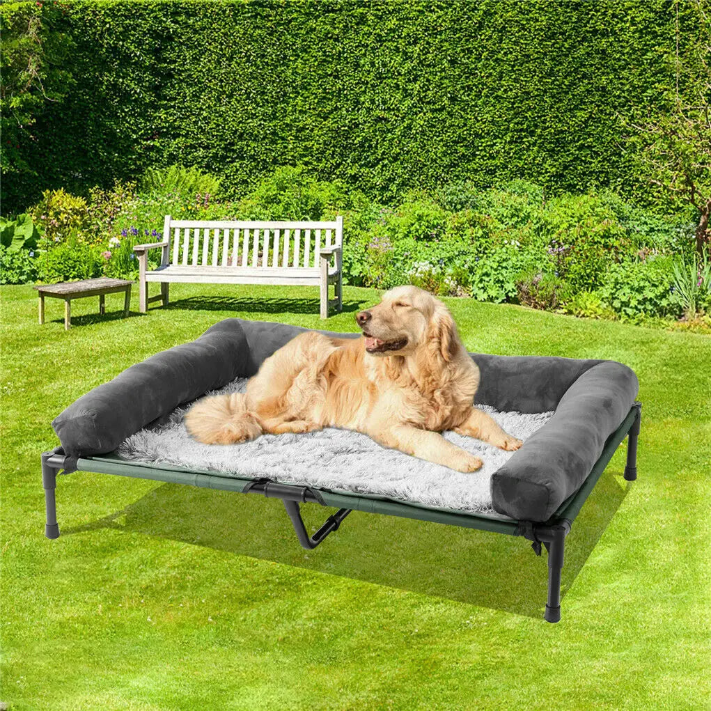 BINGOPAW Elevated Dog and Cat Bed Lounger With Detachable Bolster