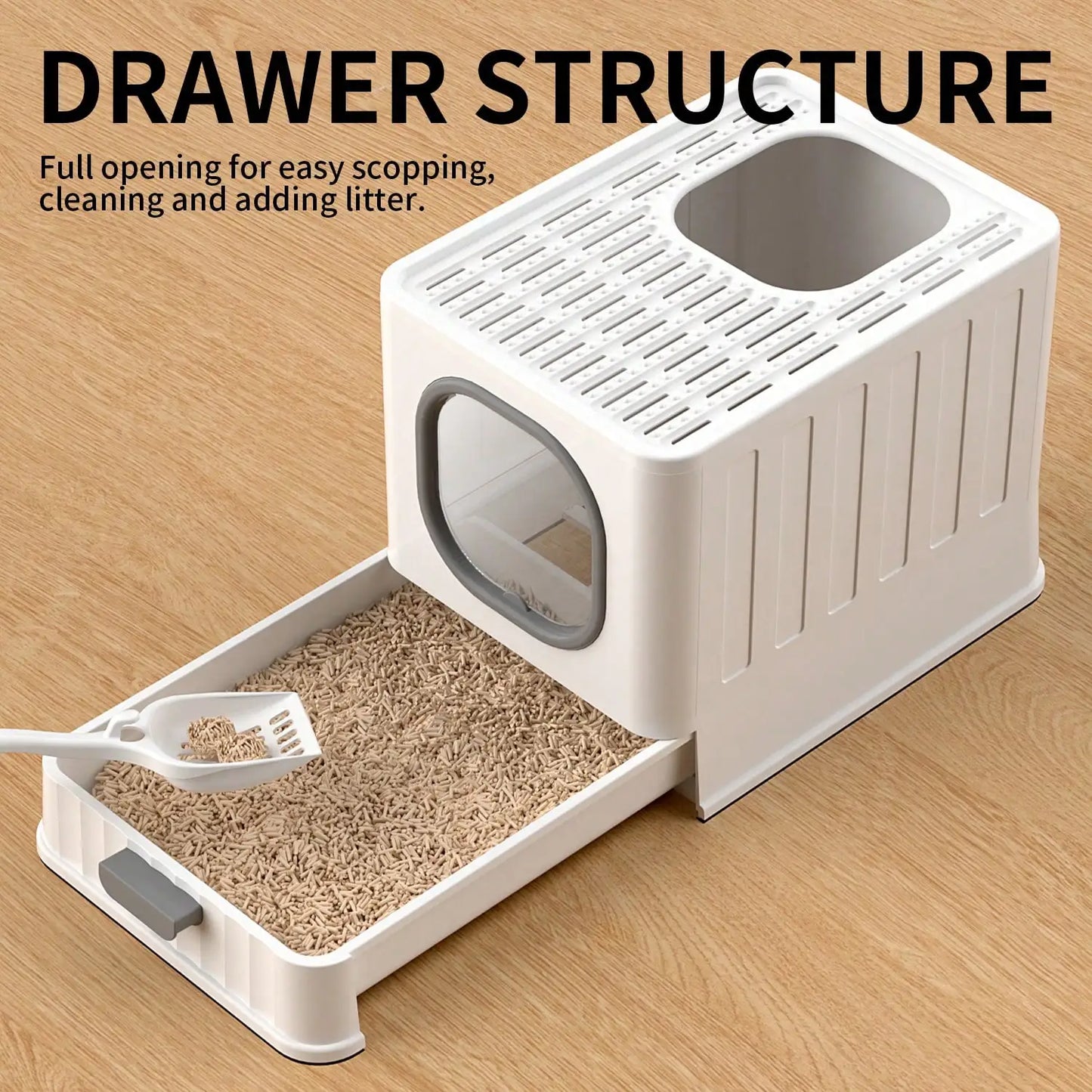 Fully Enclosed Hooded Cat Toilet With Odor Filter Foldable