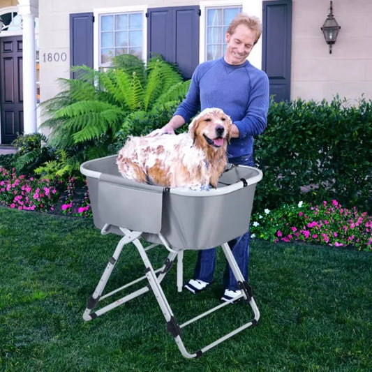 None Dog Litter Elevated Dog Bath Tubs Foldable Grooming Station