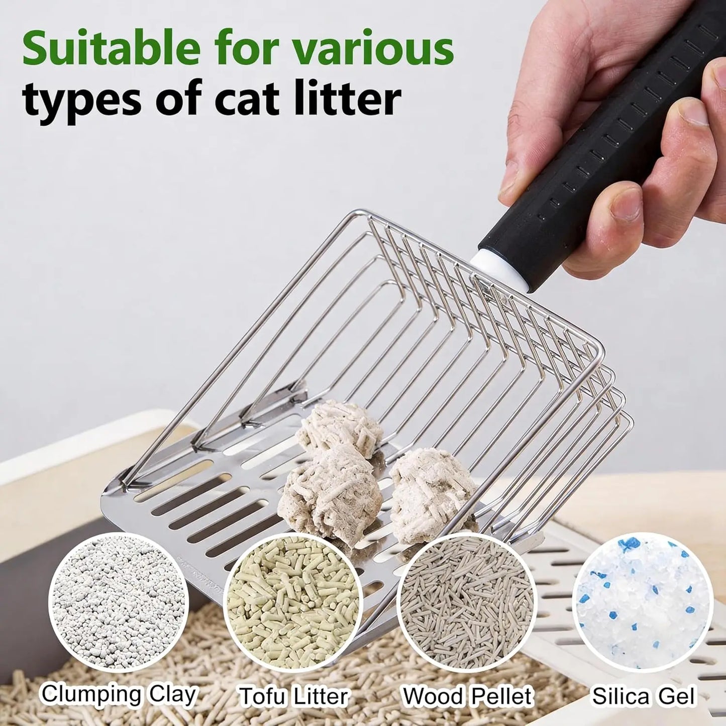 Stainless Steel Cat Litter Scoop With Holder And Sifter
