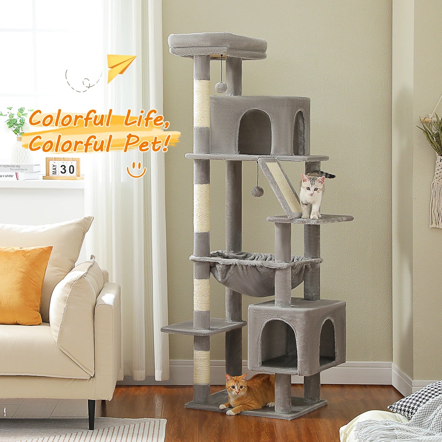 PAWZ Road Cat Tree Tall Tower For Large Indoor Cats