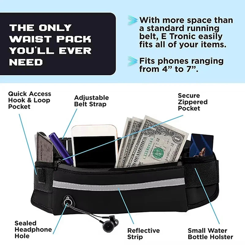 Hands Free Reflective Dog Leash With Retractable Belt Waist Bag