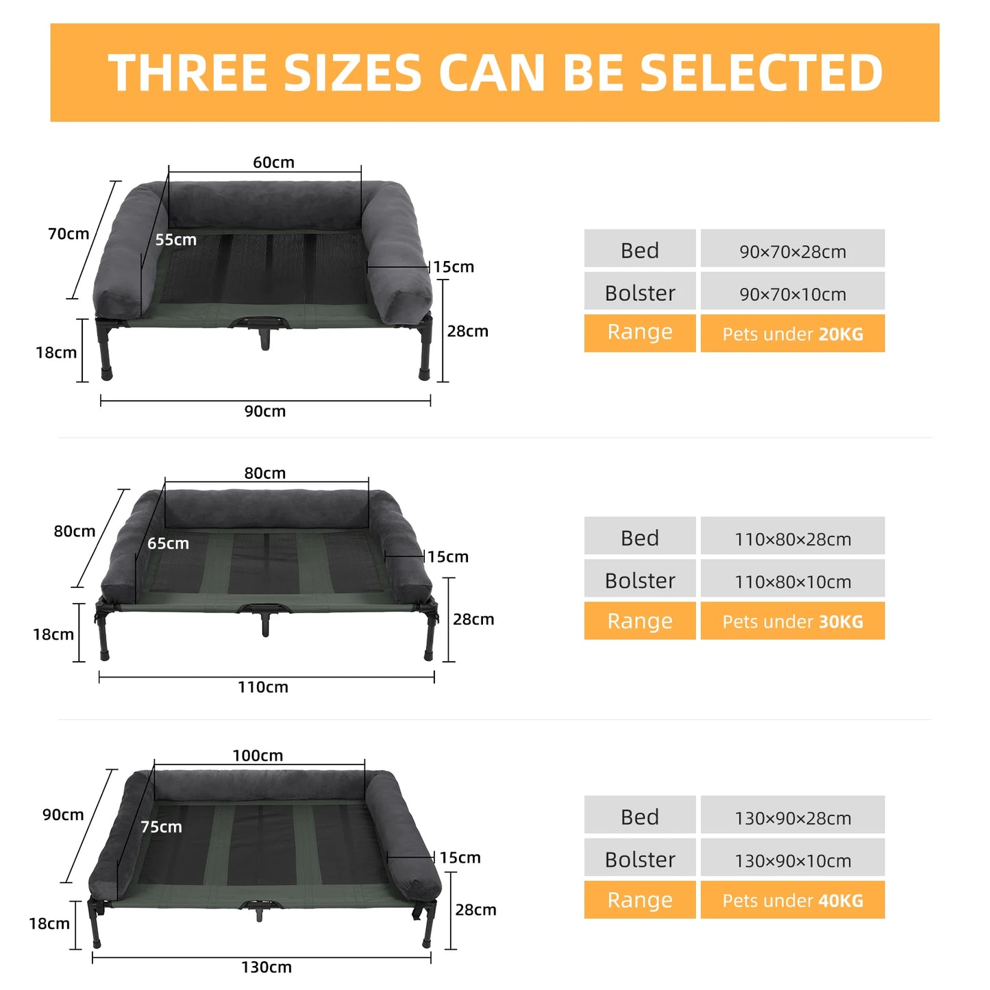 BINGOPAW Elevated Dog and Cat Bed Lounger With Detachable Bolster