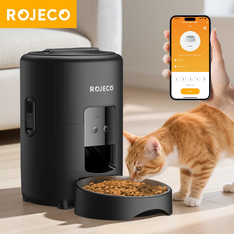 ROJECO Automatic Cat Feeder WiFi Smart Kibble Dispenser