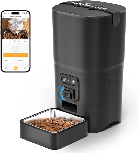 Automatic Cat Feeder With Camera And WiFi Adjustable Angle Easy Clean