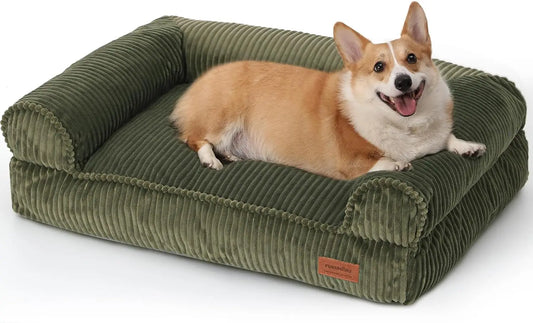 FUKUMARU Waterproof Corduroy Orthopedic Dog Bed Premium Sofa