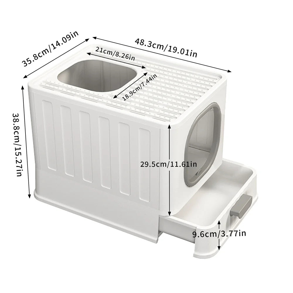 Hooded Cat Litter Box Tray With Front And Top Access