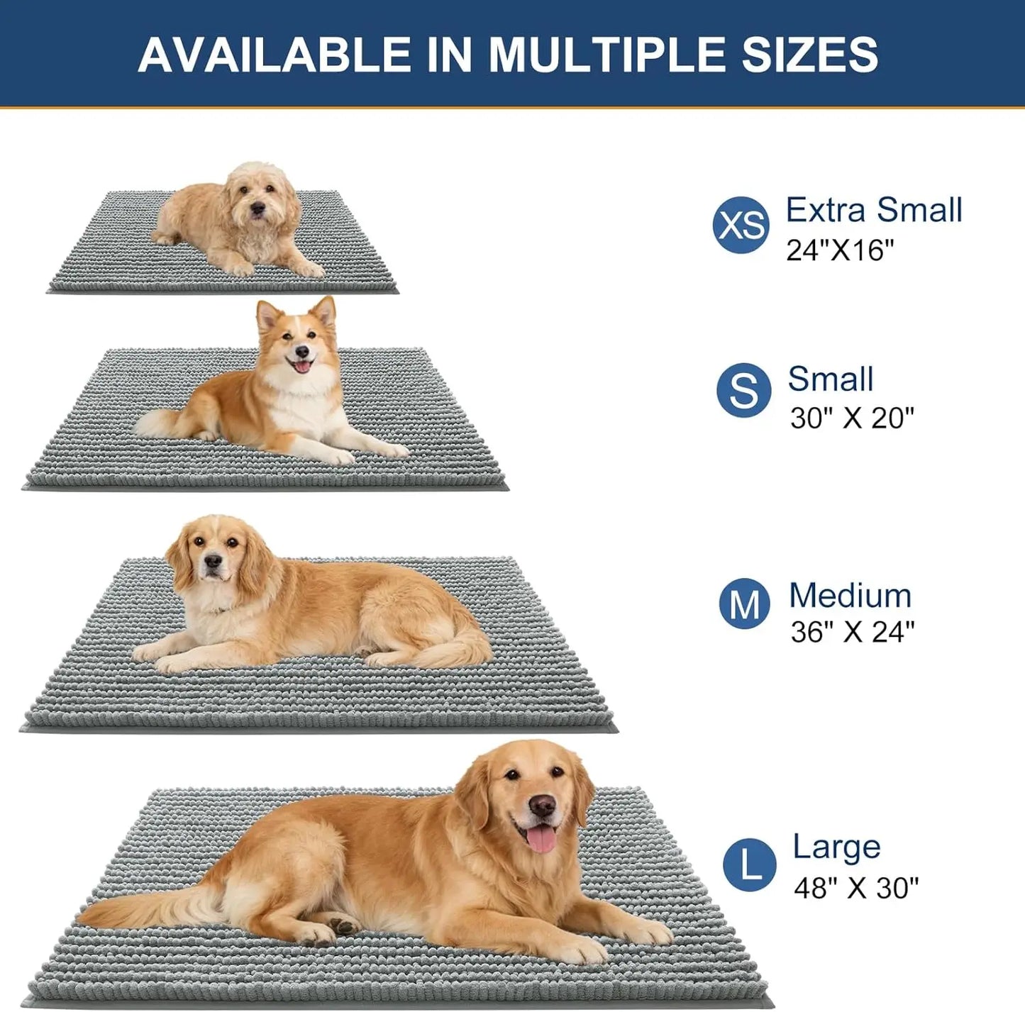 Ultra Absorbent Chenille Mud Doormat Non Slip Washable Pet Mat