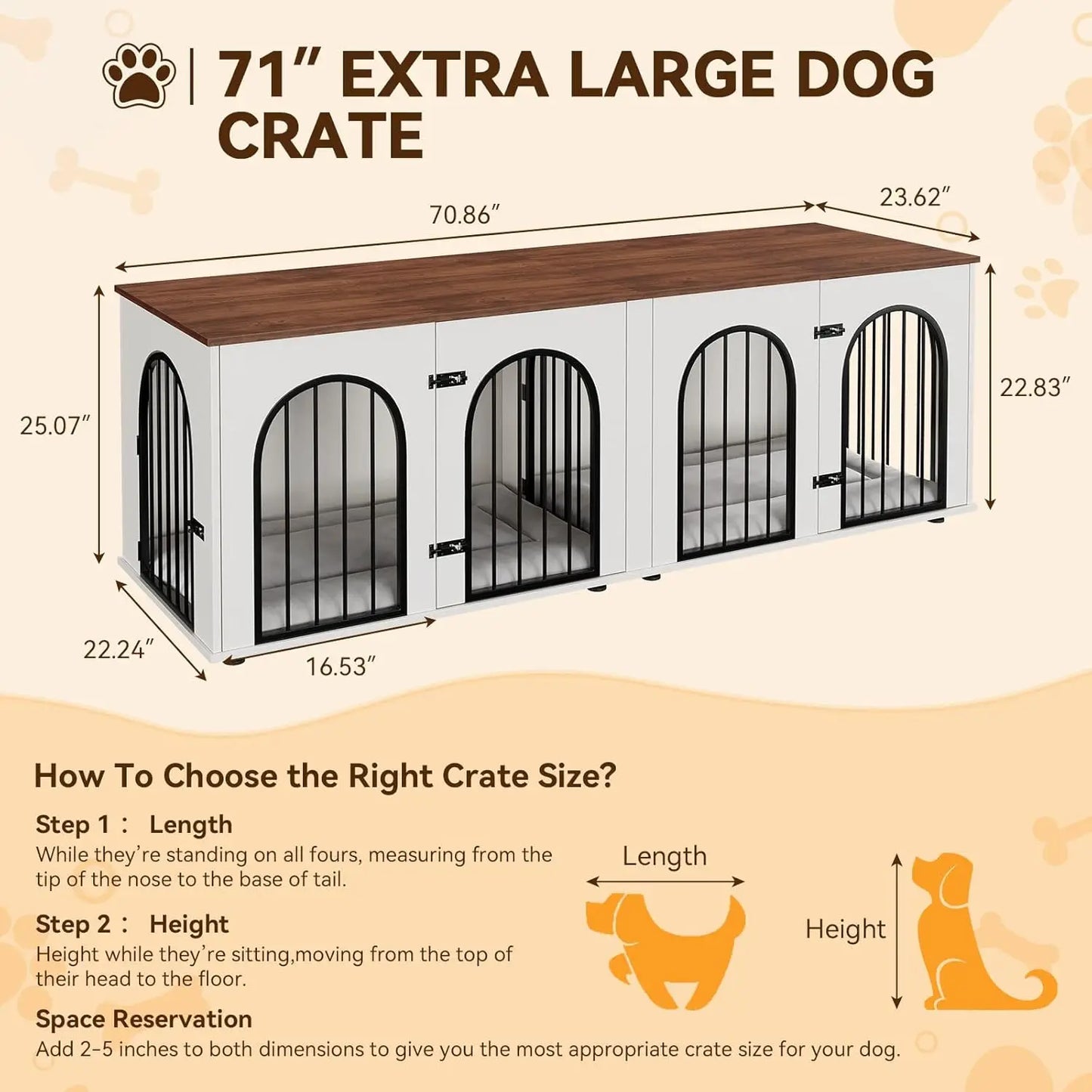 HiMISS Dog Crate Furniture TV Stand With Removable Divider