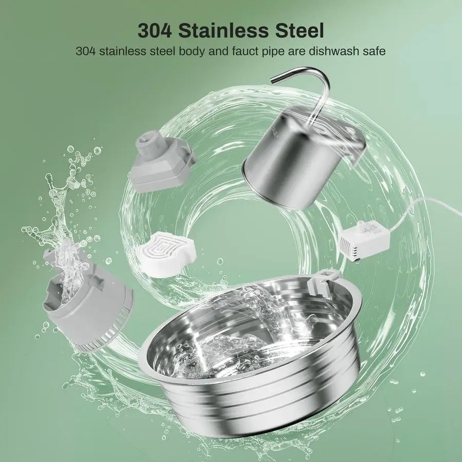 Stainless Steel Pet Water Fountain For Dogs And Cats Dispenser