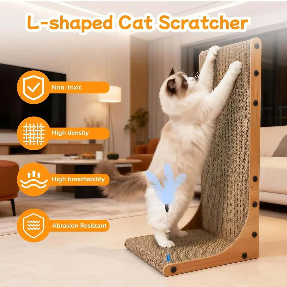 Cat Scratcher Indoor 3 In 1 L Shaped Scratching Board