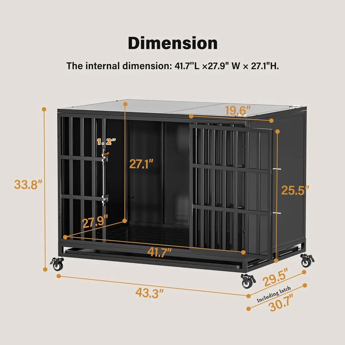 Indestructible Steel Dog Crate With Self-Locking Latch For Indoor Use