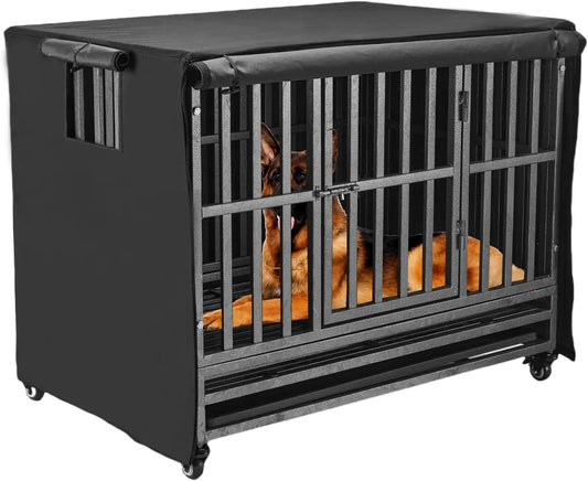 Heavy-Duty Dog Crate Cover Insulated Windproof Rainproof With Breathable Window
