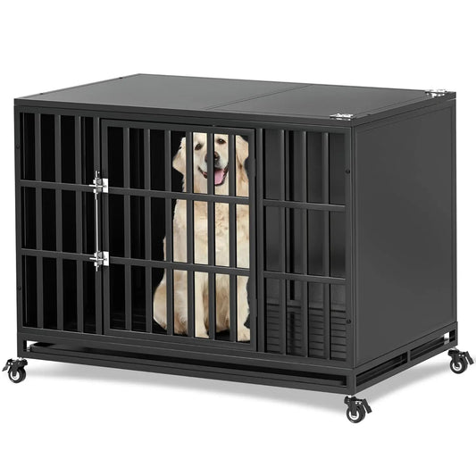 Indestructible Steel Dog Crate With Self-Locking Latch For Indoor Use