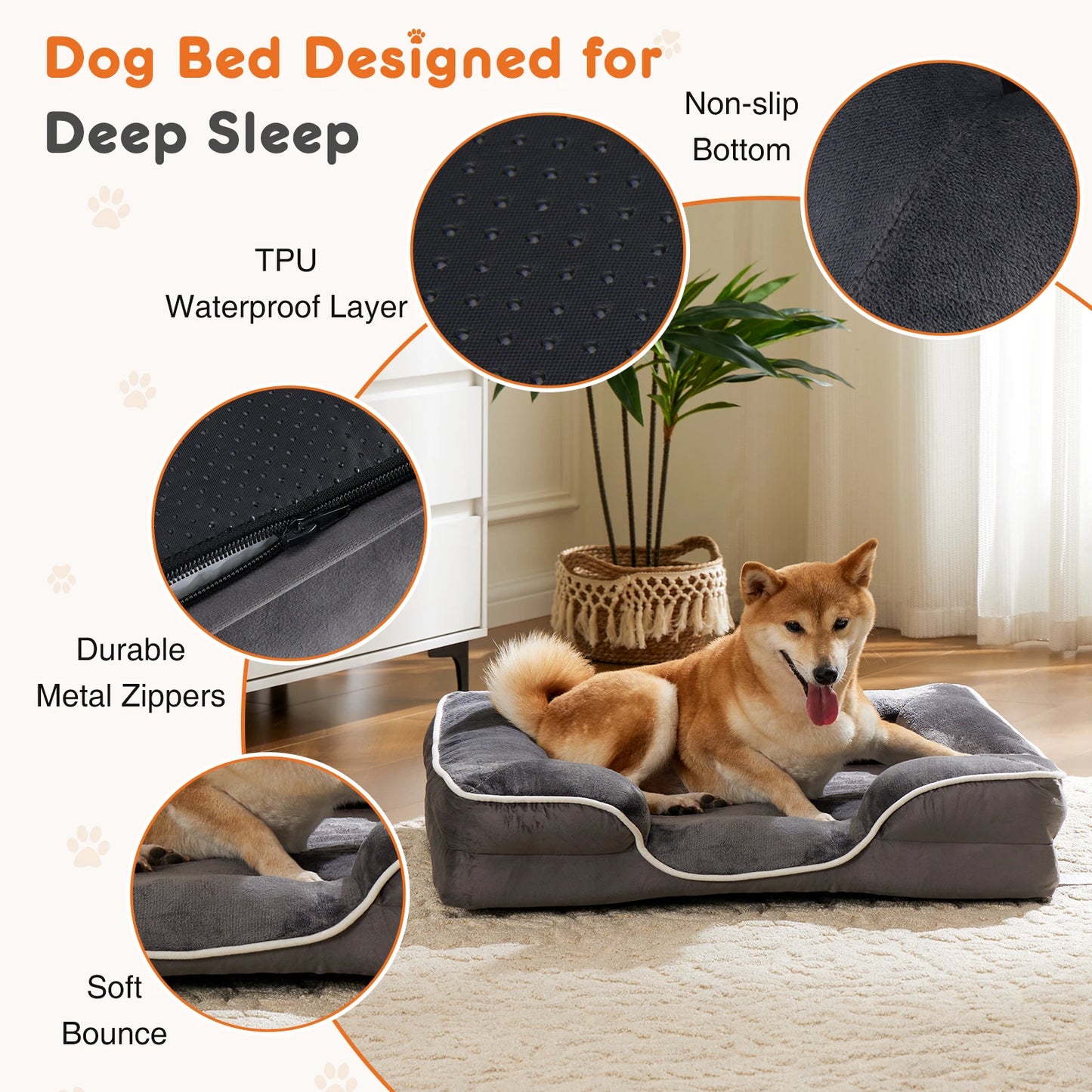 JHK Orthopedic Memory Foam Dog Bed for Cats and Dogs